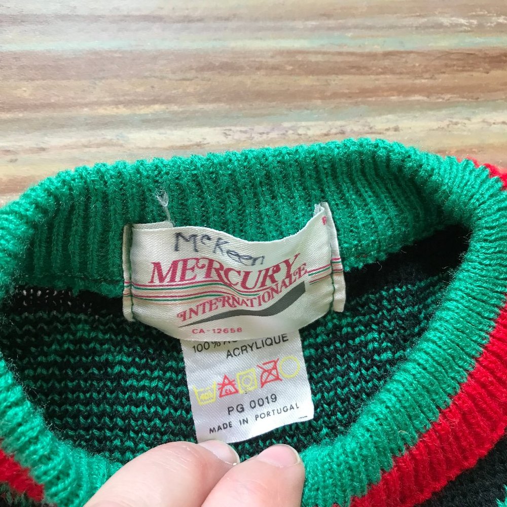 Mercury Intl Children's 90s Knit Cardigan Sweater Vtg Hearts & Flowers Pattern - Picture 2 of 3